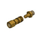 Gas quick coupling with 1/4 (left) inside thread and 1/4 (right) outside thread for barbecue, freezer box