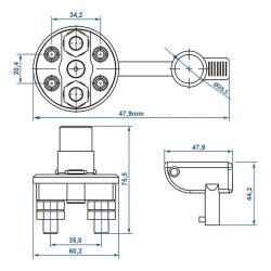 Key switch for car battery 12/24V with protective cover, 100A - Img 3