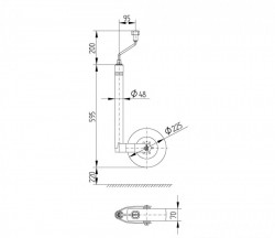 Knott support / manoeuvring castor with scale, 48mm bar, load 150 kg - Img 2