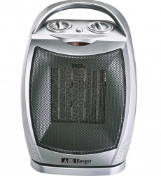 Oscillating fan heater with thermostat and rollover protection, Berger 750/1500W