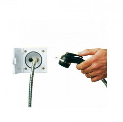 Outdoor shower with included installation canister and detachable hose