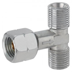 Steel T-connection for connecting 2 hoses to the gas regulator