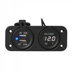 USB 2 x 2100 mA and voltmeter double socket kit, fl flush mountable - Img 5
