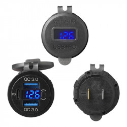 USB socket (A + C) with voltmeter for flush mounting, 12V/24V, protective cover - Img 5