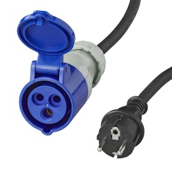 Adaptor from Schuko socket to CEE plug (40 cm), 16A IP44 protection