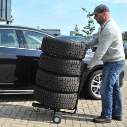 Aluminium metal rack with wheels for storing 4 car wheels - Img 3