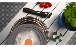 Blue Oak stainless steel camping cookware set with removable handles - Img 6