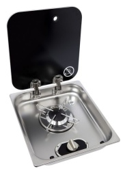 Built-in hob with 1 burner and glass lid for conversions, width 322 mm