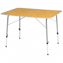 Camping table Menton L with bamboo top (100 x 70) and adjustable legs