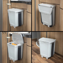 Collapsible waste bin 8l for caravans or motorhomes with lid and fastening system - Img 6