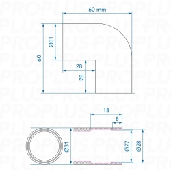 Cot la °90, pentru sistemul de scurgere apa Reich Ø 28 mm, rulote (1 buc) - Img 5