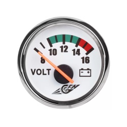 Flush-mounted voltmeter, marine standard, WHITE with CHROME