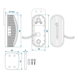 Lampa laterala gabarit LED pentru rulote 98 x 42 mm, rosu/alb, DREAPTA - Img 6