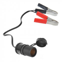 Lighter socket with battery connection clamps 12/24V 16A
