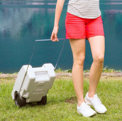 Mobile waste water tank (grey) 22,5l with handle and transport wheels - Img 3