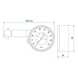 Pressure gauge with analogue display for measuring wheel pressure - Img 3