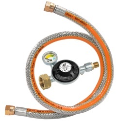 Pressure regulator Romania Romania cylinder pressure regulator with steel hose, 30 mbar with pressure gauge