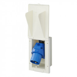Rectangular socket with CEE stecher for caravans or motorhomes, 16A, white