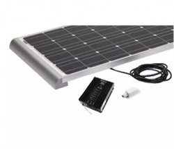 Set panou fotovoltaic 100W monocristalin cu controller MPPT 20A si profile de prindere integrate - Img 1