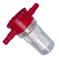 Transparent particle filter to protect the water pump of caravans,