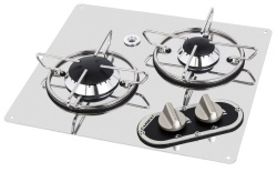 2-burner built-in stove in polished stainless steel, 30 mbar