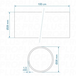 28 mm pipe for Reich water drainage system 1m (1 pc) - Img 6