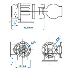 Adapter with 13 pin stecher and 7 pin socket, ABS, 12V - Img 7