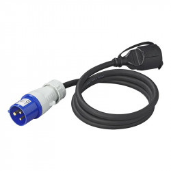 Adaptor with heavy duty neoprene sleeve, CEE stecher and Schuko plug (150 cm) - Img 3