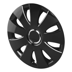 AURA wheel cap with chrome-plated centre ring, 16 inch, BLACK