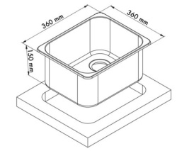 Built-in stainless steel sink, 36 x 36 x 15 cm - Img 2