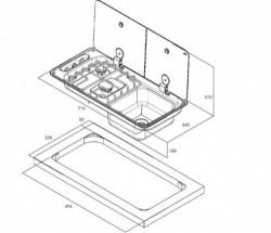 Built-in stove / sink FL1401 with 2 burners and glass lid, sink on RIGHT HAND SIDE - Img 4
