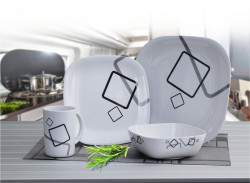 "Cuneo" melamine crockery set with non-slip rubber rings (16 pieces)
