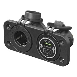 Double socket kit USB A + C, and 12V car socket, fl flush mounting