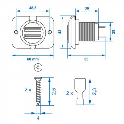 Double USB flush mount socket, 3100mA 12V/24V - Img 6
