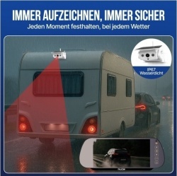 Falcon wireless reversing camera system with magnetic camera, rear-view mirror monitor with video recording, and solar charging - Img 10
