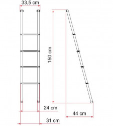 Fixed ladder for alcove bed with fixing bracket included, height 150 cm - Img 3