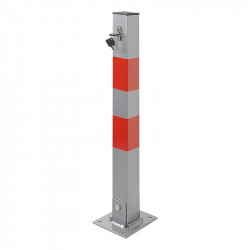 Folding post for locking the parking space with key and mounting screws