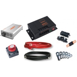 Mounting package for DC-DC and solar charging of lithium batteries