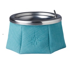 Scrumiera antivant DeLuxe, inox cu piele sintetica, TURCOAZ