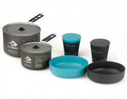 Set Alphaset 2.2 cups, bowls and 2 pots in anodised aluminium