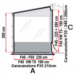Side wall Fiamma Side W Pro for F45 / F65 / F80 awnings, height 225 - 280 (1 piece) - Img 6