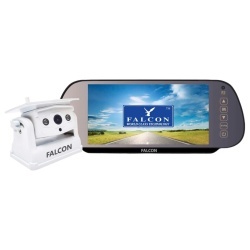 Sistem video marsarier wireless Falcon cu cameră magnetică, monitor oglindă retrovizoare inregistrare video, incarcare solara