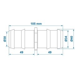 Stut conector pentru furtun spiralat apa rulote, diametru 40 mm - Img 3