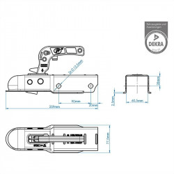Trailer coupling for 750 kg trailer, 60mm square bar profile, e4 and Dekra approved, horizontal bolts - Img 3