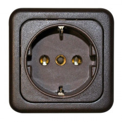 220V socket outlet with frame included, brown