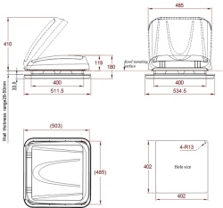 40 x 40 Freucamp / Sanjo hatch with transparent cover, retractable blind and mosquito net - Img 5