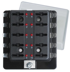Box for 10 standard fuses with LED warning and busbar, max 100A - Img 3