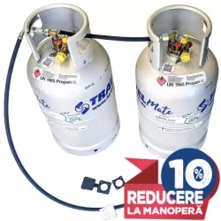 Complete set of 2 pcs refillable LPG tank, aluminium, with multivalve and filling indicator