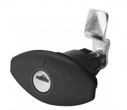 Elliptical lock for service door for caravans and motorhomes without hub and key