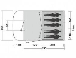 Family tent for 5 persons "Palmdale 500" with separable sleeping spaces - Img 9